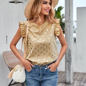 Spotted Ruffle sleeve blouse